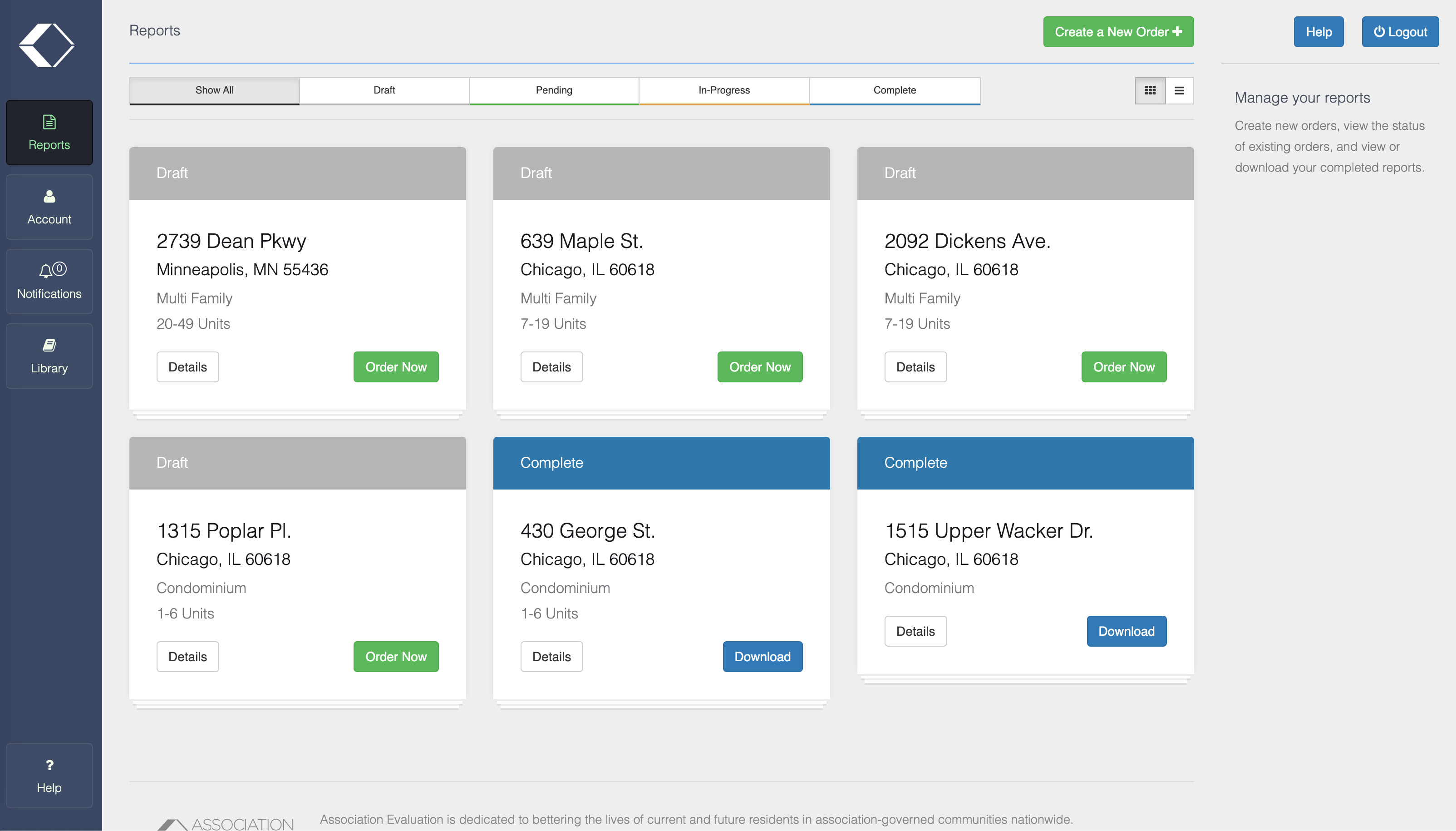 Association Evaluation Report Section
